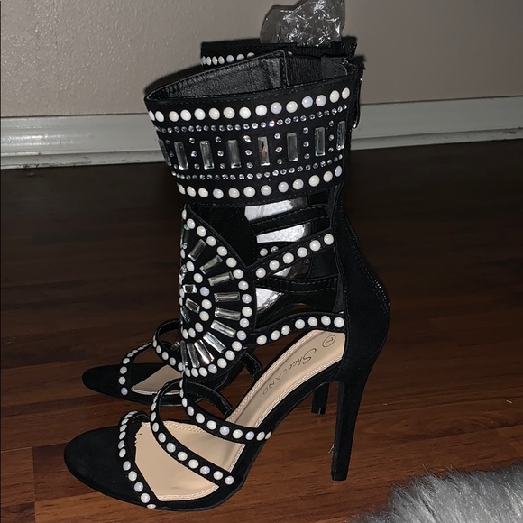 Beautiful Embellished Cage Heels - Picture 2 of 5